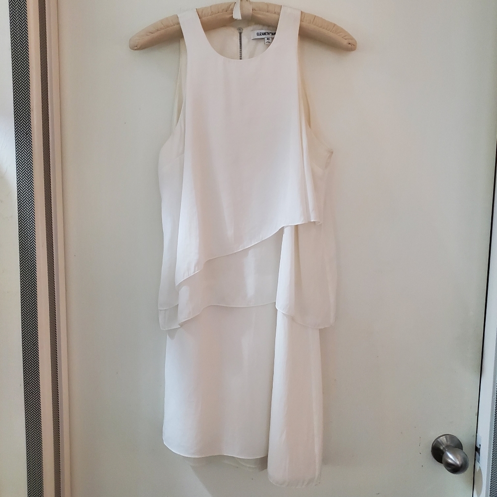 Elizabeth and James white sleeveless dress, tiered layers, flowy, size XS